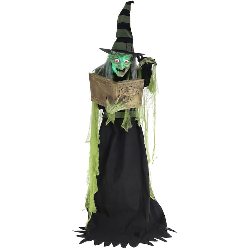 Haunted Hill Farm 6-Ft. Tall Motion-Activated Enchantress Witch, Premium Talking Halloween Animatronic, Plug-In