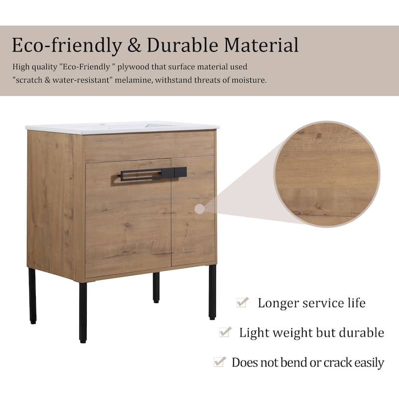 Bathroom Vanity With Sink In 24/30/36 Inch, Floating Bathroom Vanity or Freestanding Vanity With Soft Close Door
