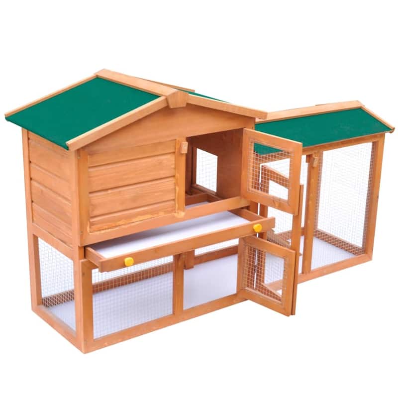 vidaXL Outdoor Large Rabbit Hutch Small Animal House Pet Cage Wood - 55.1'' x 18.1'' x 33.5''