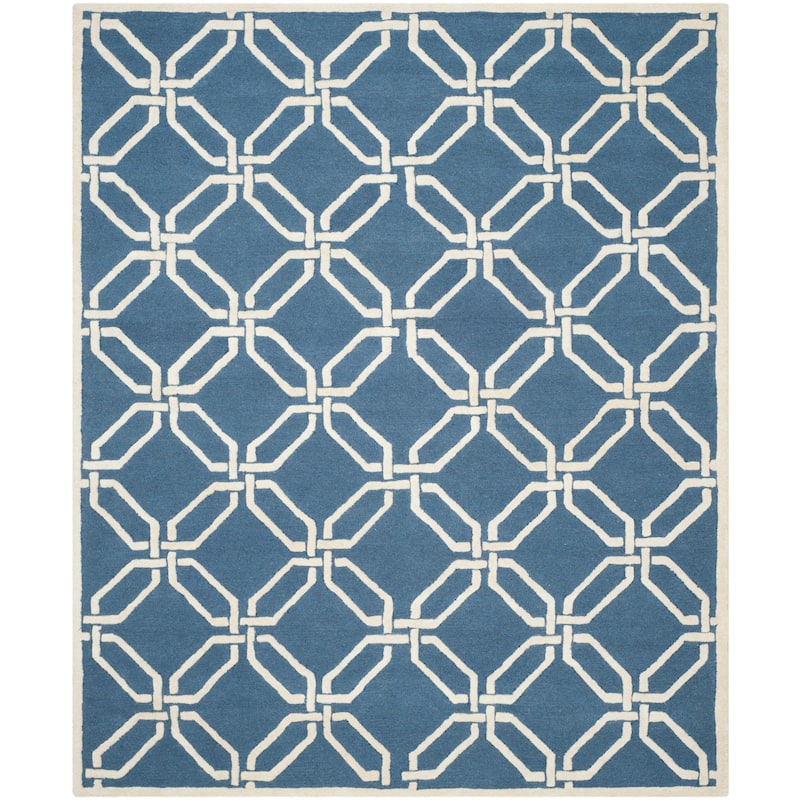 SAFAVIEH Handmade Cambridge Nhung Modern Moroccan Wool Rug - 8' x 10' - Navy/Ivory