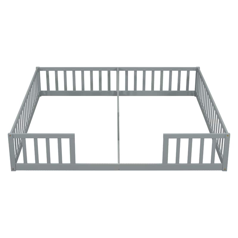 Double Twin Floor Bed with Fence