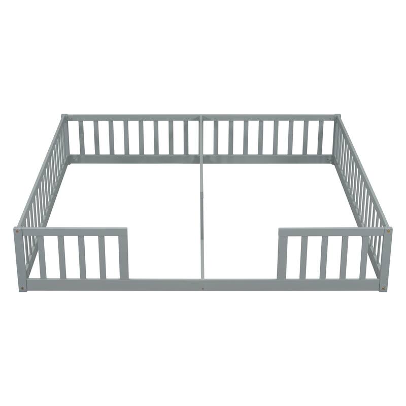 Nestfair Double Twin Floor Bed with Fence, Guardrails, without door