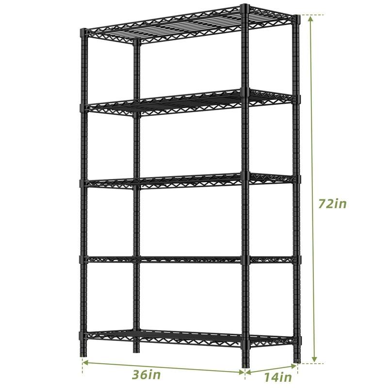 4/5-Tier Heavy Duty Wire Shelves, Chrome/Black, 36/48"W, 350/400 lbs