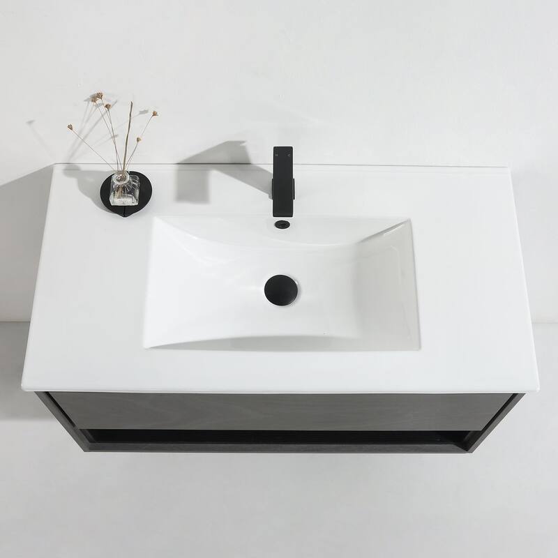 24"/30"/32"/36" Floating Bathroom Vanity Set with Ceramic Sink