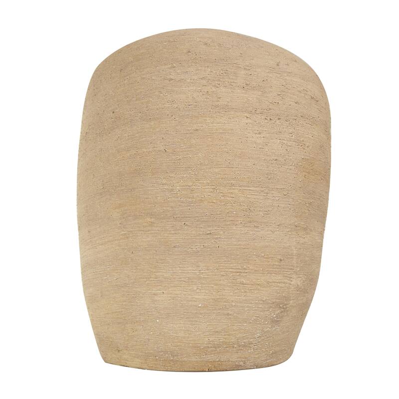 Ceramic Wide Textured Decorative Vase - Beige - Roche River Decor