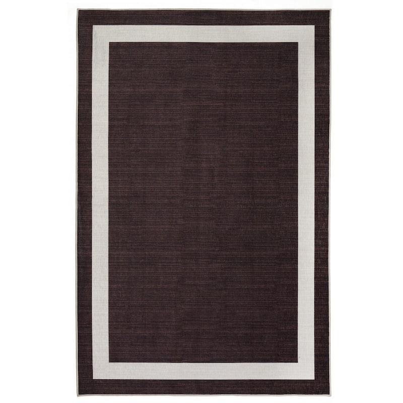 Machine Washable Area Rug With Non Slip Backing - Everest Geometric Modern Border Design