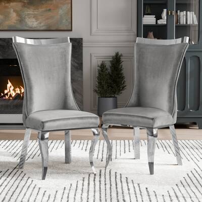 Furniture of America Thaddeus Glam Velvet High Back Side Chair (Set of 2)