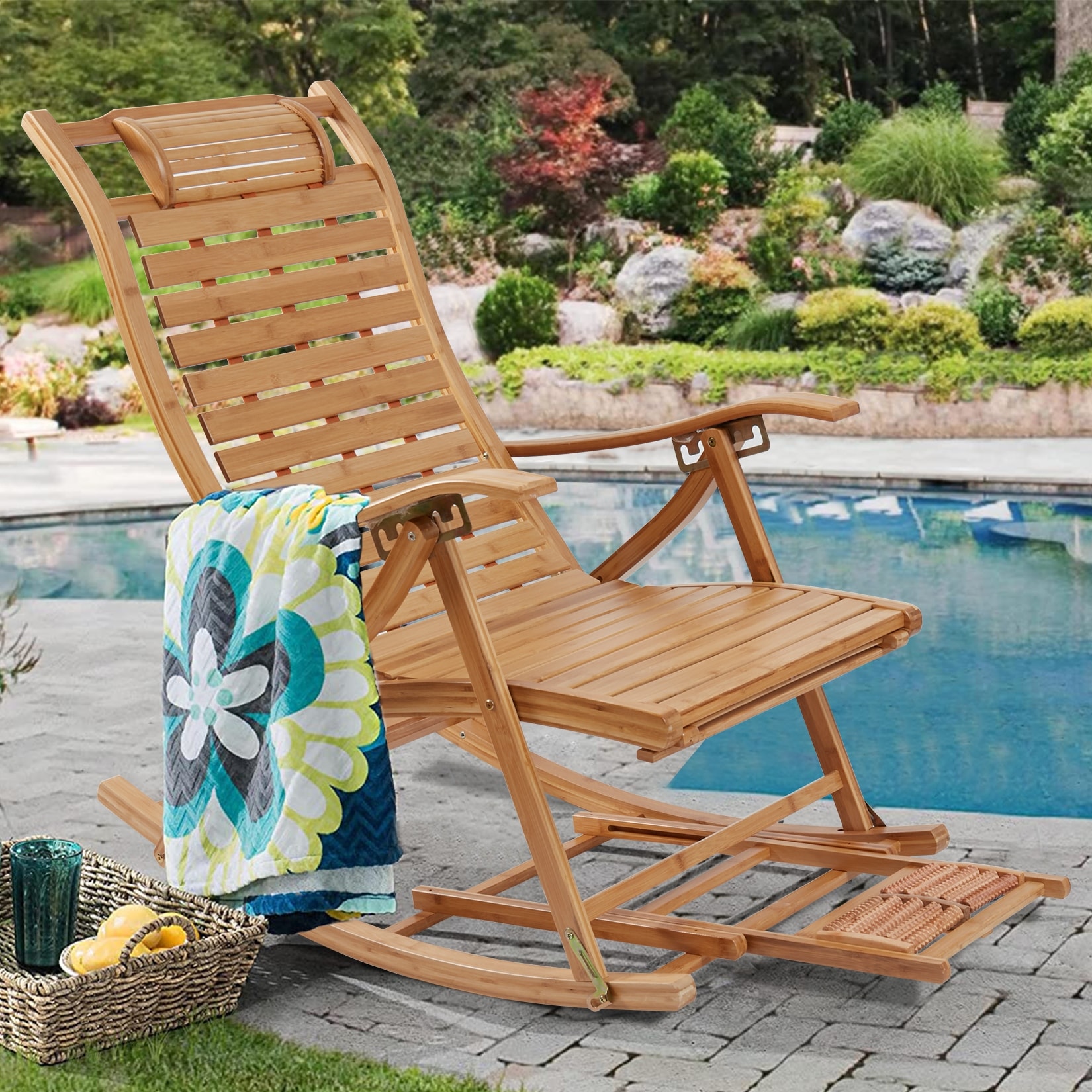Extra Large Rocking Chair Elderly Gifts Stable Garden Recliner Deck Chairs Foldable