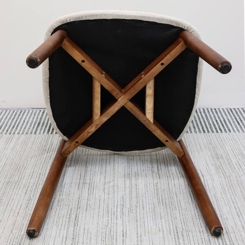 Flannelette Upholstered Dining Chair with Walnut Solid Wood Legs, Armless Chair Set of 2 for Kitchen, Restaurant, Living