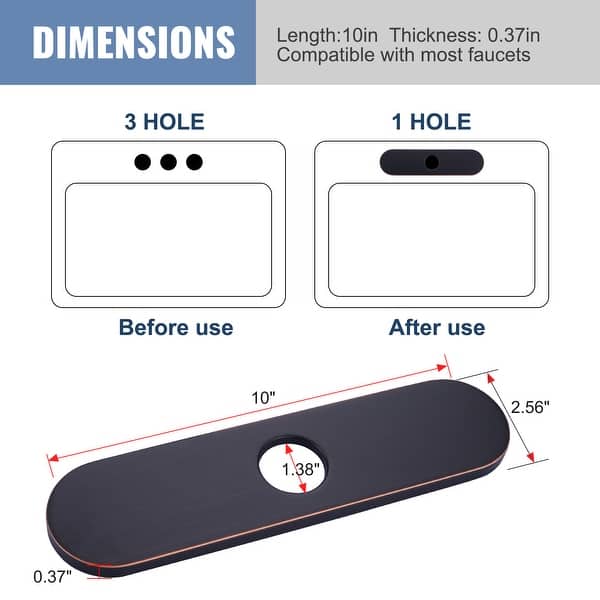 WOWOW Stainless Steel Kitchen Sink Faucet Hole Cover Deck Plate