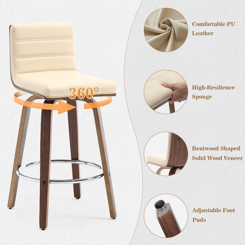 26"/29" Faux Leather Swivel Bar/Counter Stools, Set of 2/3
