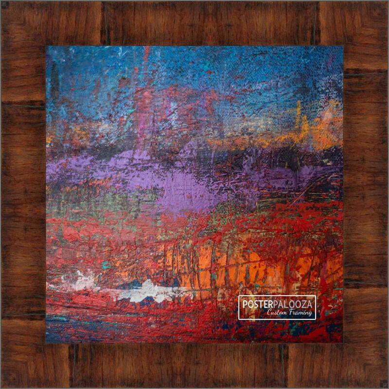 5x5 Contemporary Walnut Complete Wood Square Picture Frame with UV Acrylic, Foam Board Backing, & Hardware