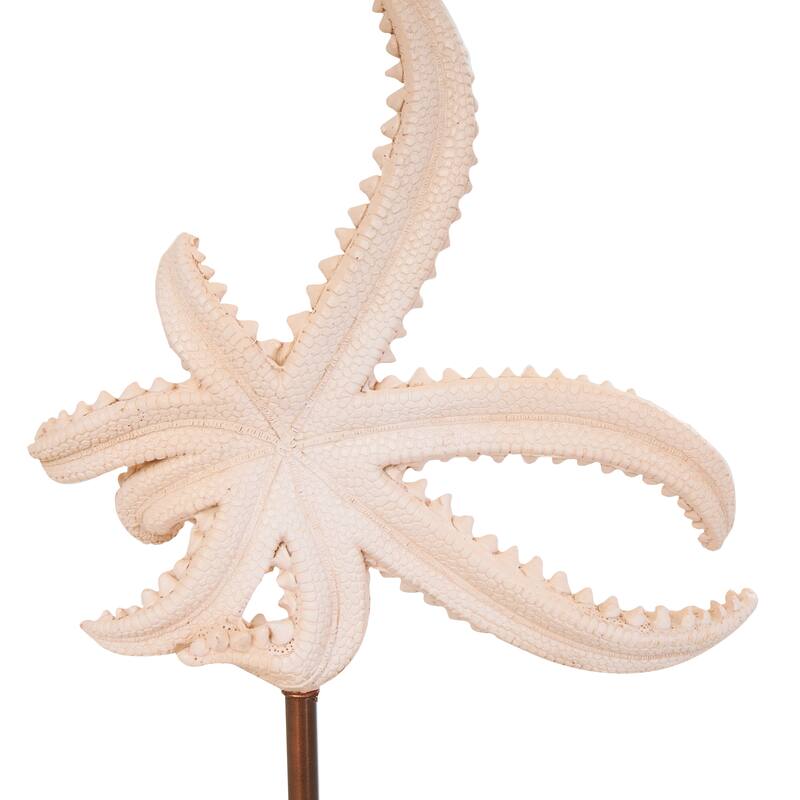Pink Polystone Textured Starfish Sculpture with Copper Stand