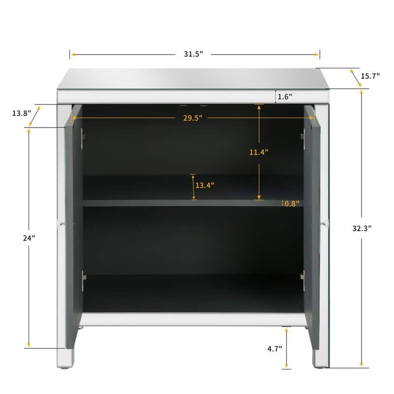 Cabinet with Mirror Trim and Diamond Shape
