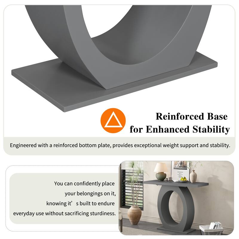 39.40" Long Console Table with Egg-Shaped Base, Modern Minimalist Wood Side Table for Living Room or Hallway