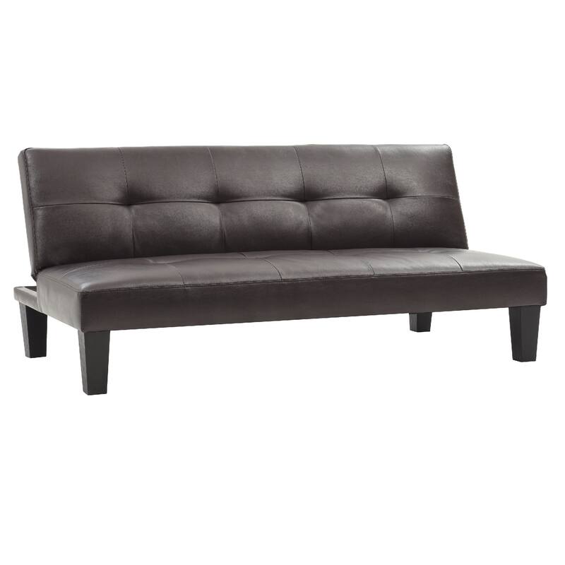 Faux Leather Tufted Straight Armless Sofa - 67" - Dark Brown
