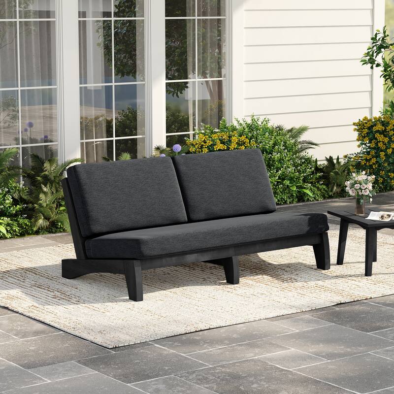 3 Seat Wood 64" W Outdoor Patio Sofa with Cushion