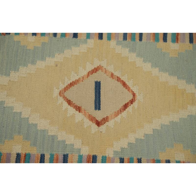 Hand Woven Oriental 100% Wool Carpet Southwestern Tribal Multi-Colored Kilim Runner Rug - 8' 1'' X 2' 0''