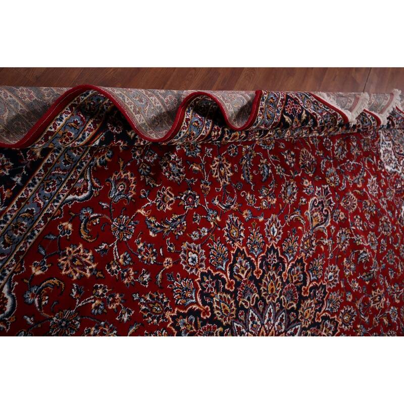 Traditional Floral Red Kashan Turkish Rug Machine-Made Oriental Carpet - 9'7" x 13'2"