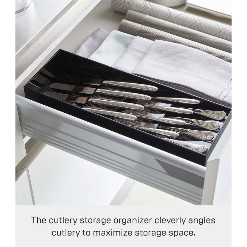 Yamazaki Home Cutlery Organizer - Three Styles, ABS Plastic, Compact, Adjustable - L 4.72 x W 13.78 x H 2.17 inches