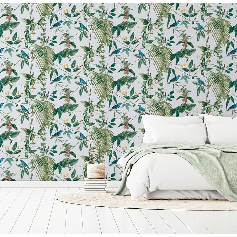 Exotic Garden Blue Non-Woven Wallpaper