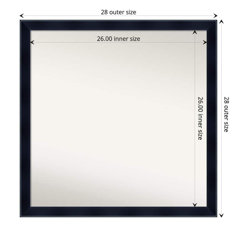 Non-Beveled Wood Bathroom Wall Mirror - Madison Black Frame