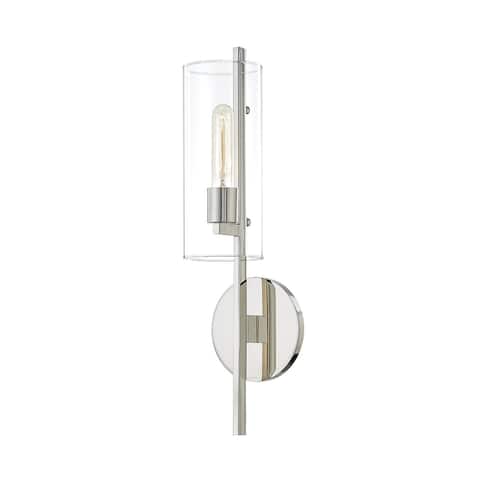 Mitzi by Hudson Valley Ariel 1-light Polished Nickel Wall Sconce, Clear Glass