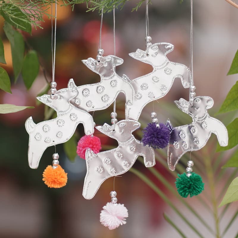 Novica Handmade Radiant Reindeer Aluminum Ornaments (Set Of 5)