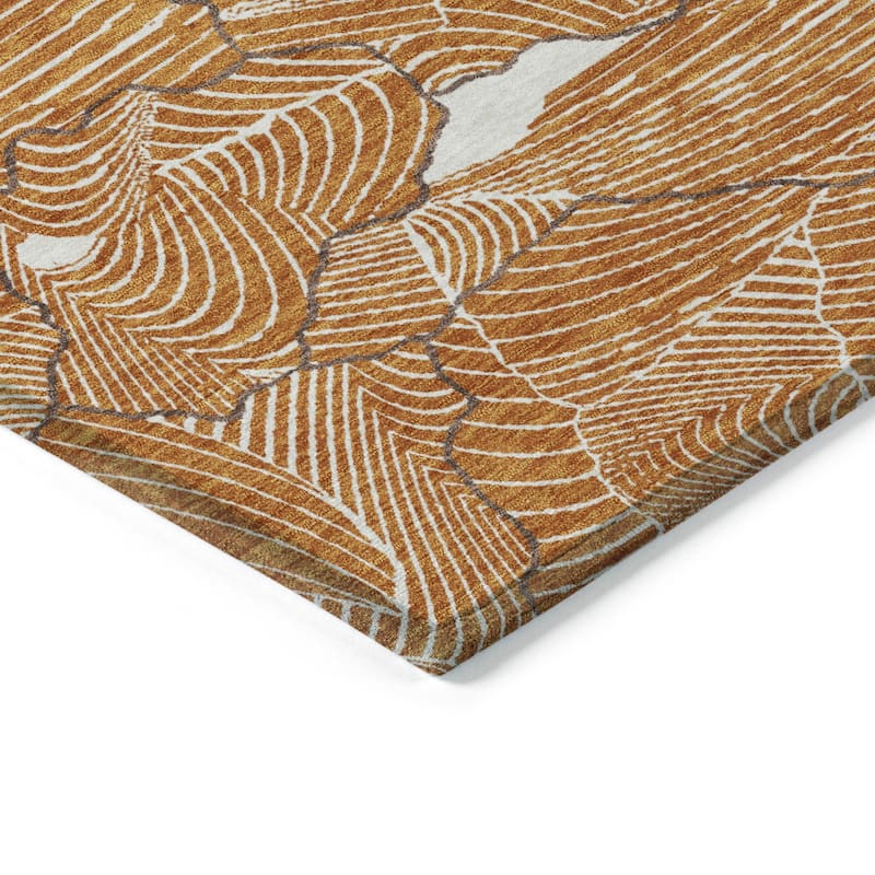 Machine Washable Indoor/ Outdoor Abstract Crackle Chantille Rug