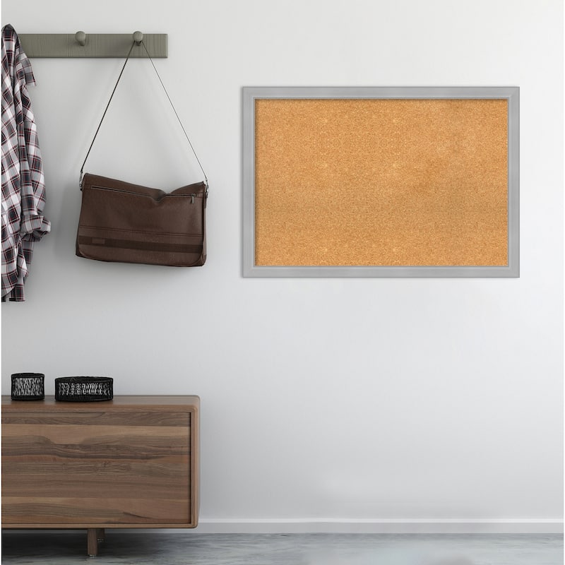 Vista Brushed Nickel Narrow Framed Cork Bulletin Memo Board
