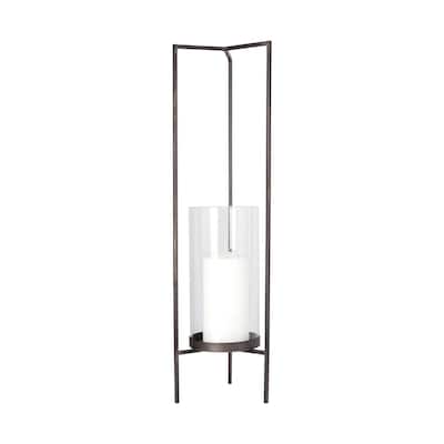 Abigail I Large Gunmetal Gray Metal Table Candle Holder - 8"W x 8"D x 30"H