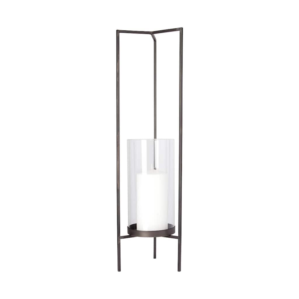 Abigail I Large Gunmetal Gray Metal Table Candle Holder - 8"W x 8"D x 30"H