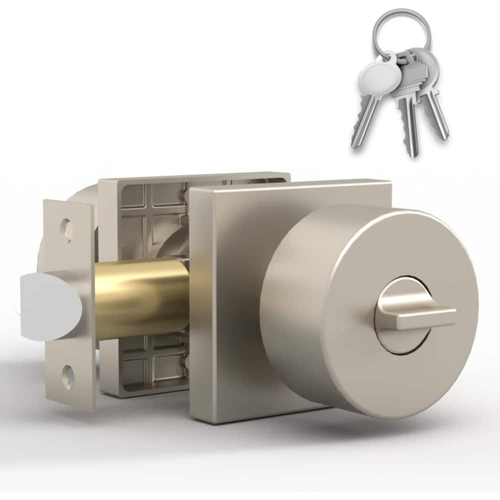 Mega Handles SUANA Square Entrance Round Knob I Knob Door Lock Handle I Fits All Standard Door Sizes I Reversible Handing