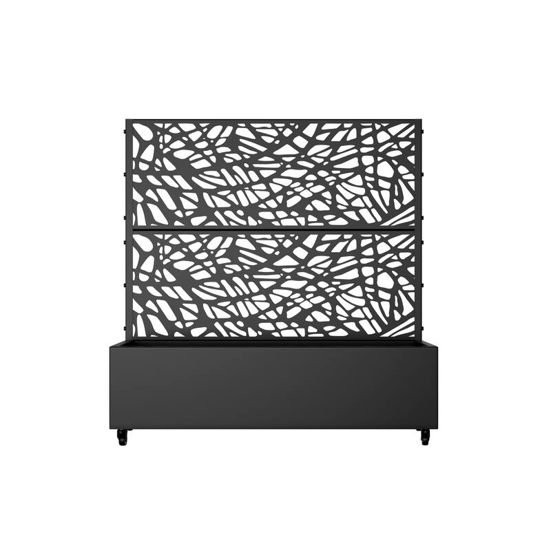Metal Movable Planter Box with Trellis Privacy Screen Planter Box with Lockable Wheels