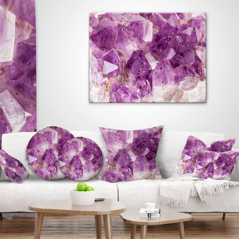 Designart "Purple Amethyst Macro" Abstract Canvas Wall Art Print