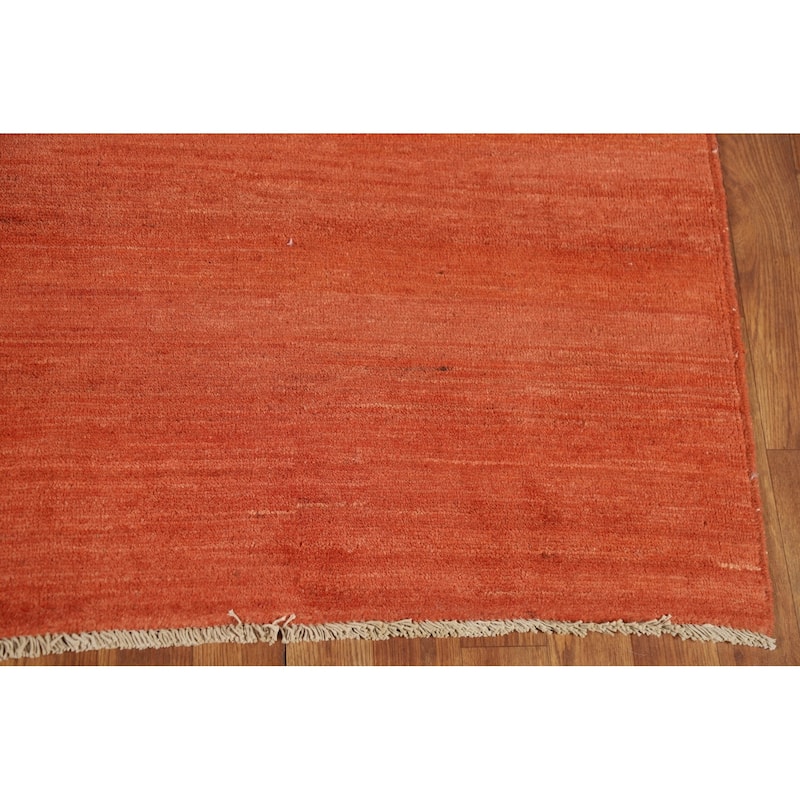Orange Modern Gabbeh Oriental Area Rug Hand-Knotted Wool Carpet - 4'11" x 6'7"