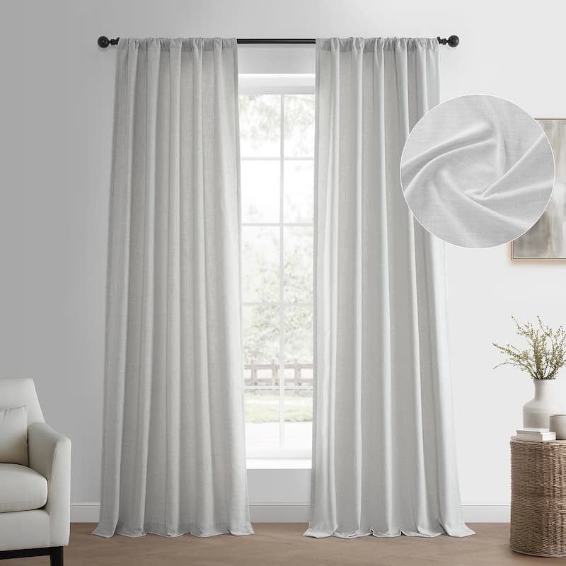 Exclusive Fabrics Basic Faux Linen Curtain Pair - 2 Panels - Light Filtering Window Curtains