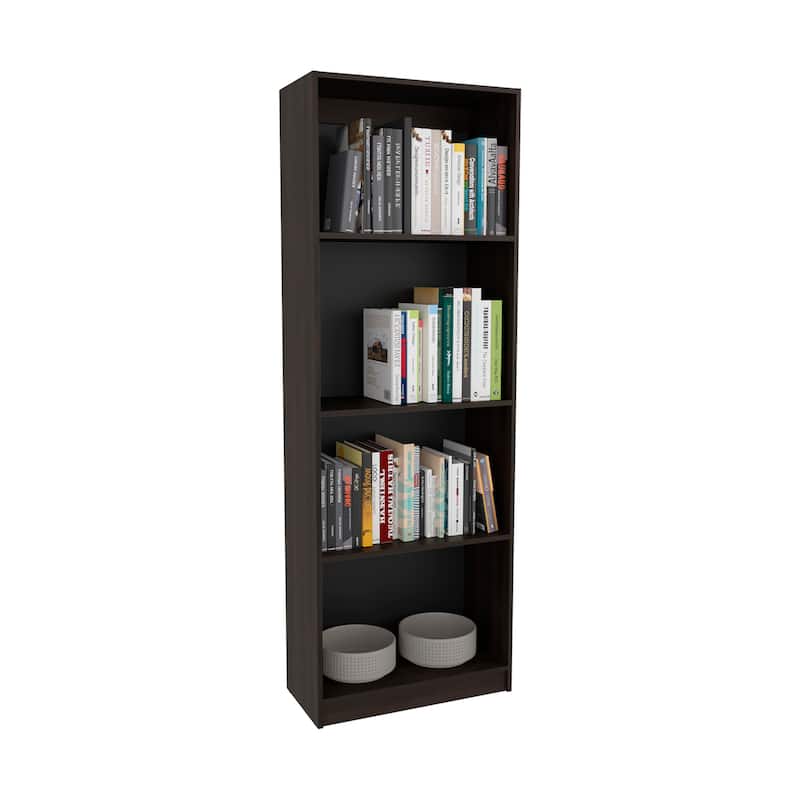 Tall Elegant 4-Shelf Bookcase Kronos,Open Storage,Stained Walnut