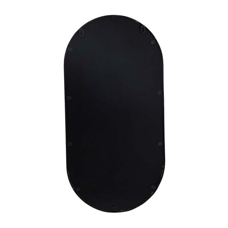 Metal Oval 1 Shelf Wall Mirror - Black - Roche River Decor - 5"W x 14"L x 28"H