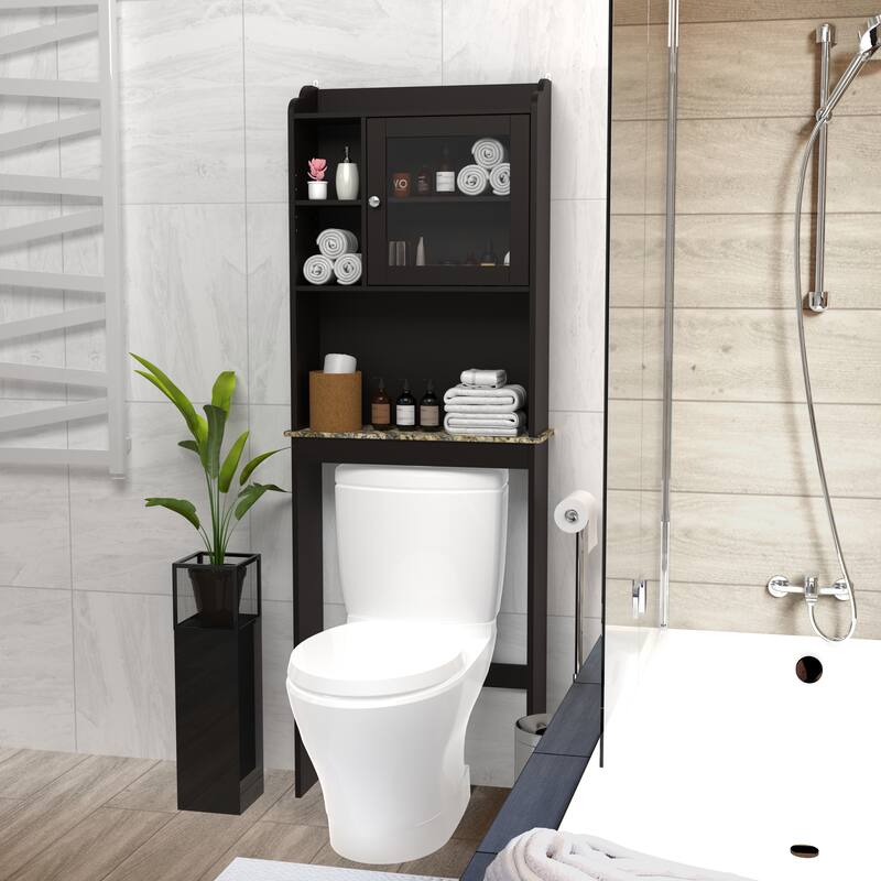 Modern Over The Toilet Space Saver Organization Wood Storage Cabinet For Home