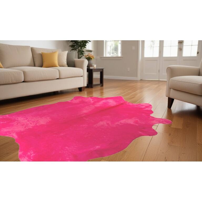Mobo Stain Resistant Area Rug By HomeRoots - 84' X '72' X '0.1 - Pink - Hide-Shaped