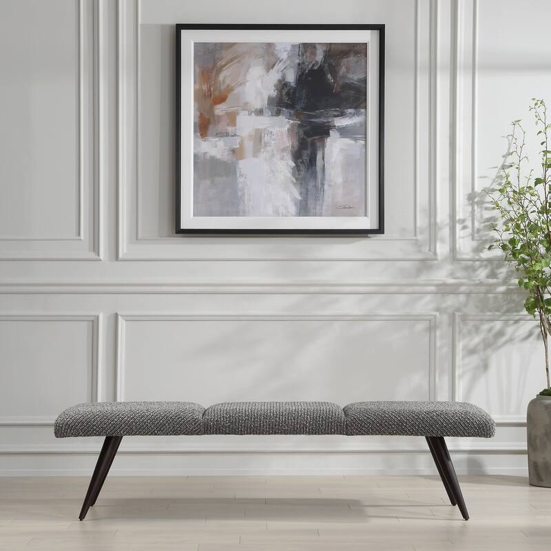 Uttermost Bowtie Charcoal Fabric Bench - 18'' H X 72.5'' W X 20'' D