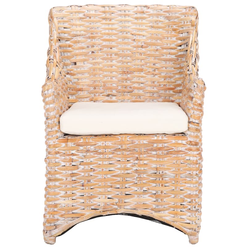 SAFAVIEH Cheryle Wicker Washed Brown Wingback Arm Chair (Fully Assembled) - 26" W x 23" D x 34" H - 26Wx23Dx34H - White
