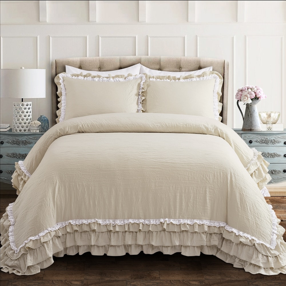 Silver Orchid Gerard Shabby Chic Ruffle Lace Comforter Set