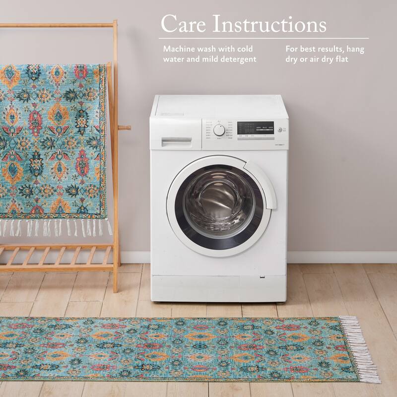 Jessica Simpson Machine Washable, Slip Resistant Accent and Runner Rugs with Fringe