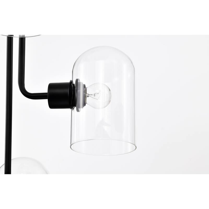 19 Inch Matte Black Finish Clear Glass Chandelier 5 Light (SOLD AS A PAIR)