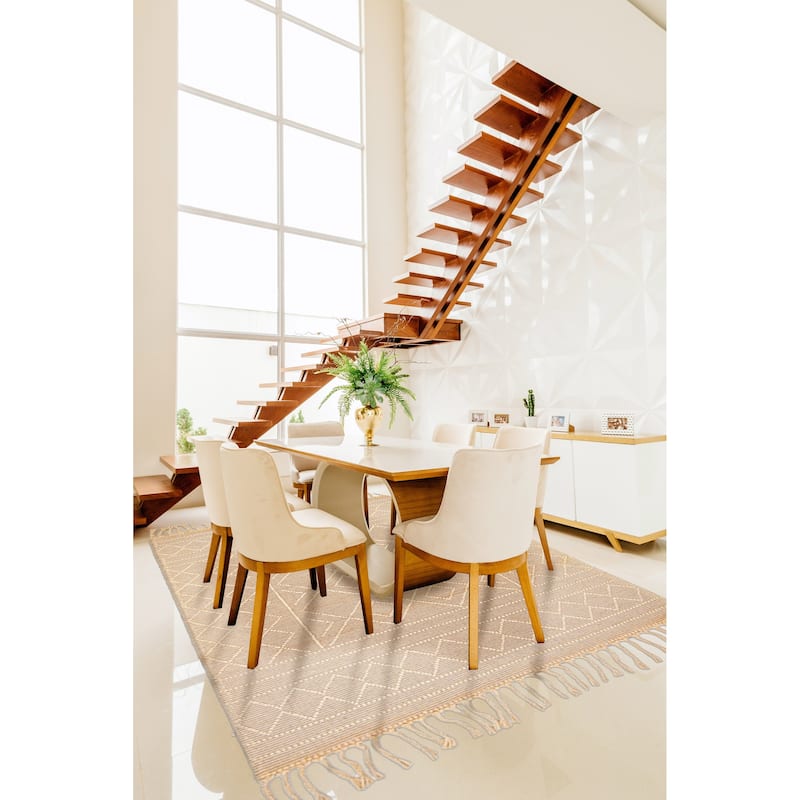 ECARPETGALLERY Braid weave Sienna Cream Wool Rug - 5'0 x 7'5