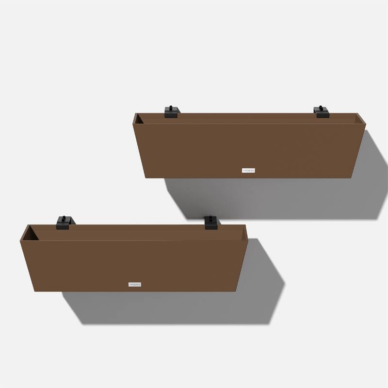 Pure Series Railing Window Box Planter - 36 inch - 2 Pack - Espresso