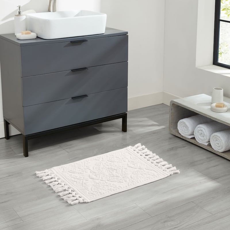 Jean Pierre Ricardo Cotton Fringe 2-Piece Bath Rug Set