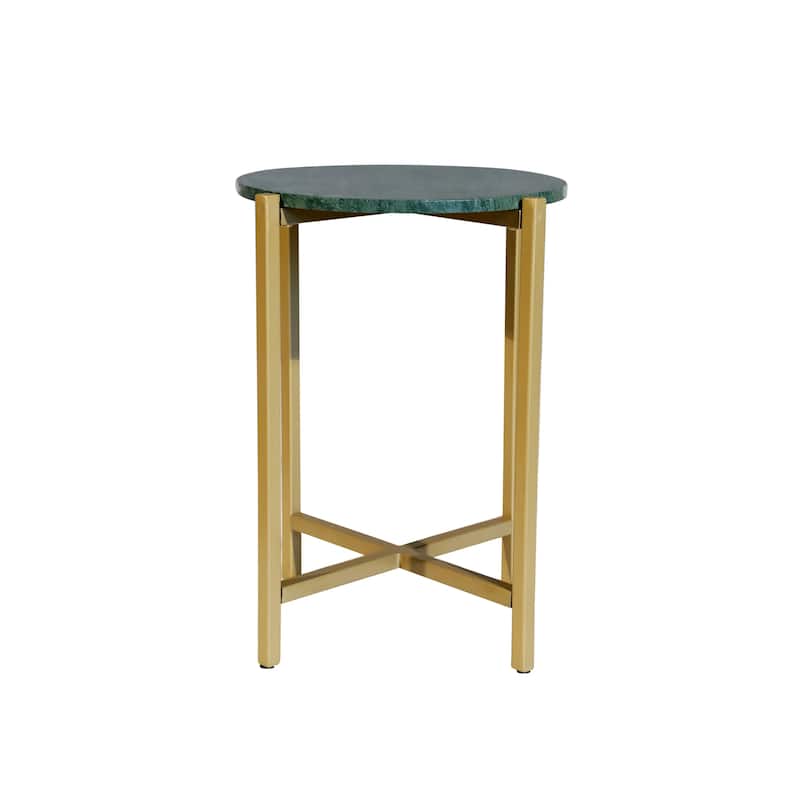 Marble Side Table For Living Room With Metal Frame-21 Inch Height